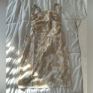 Nude & white cowl neck mini dress